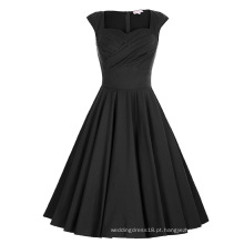 Belle Poque Stock sem mangas de algodão Retro Vintage Black Summer Dress BP000187-1